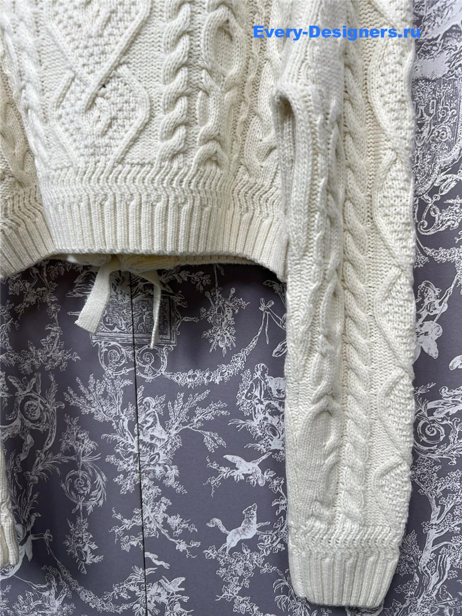 Ch**el cream cable-knit cropped cardigan
