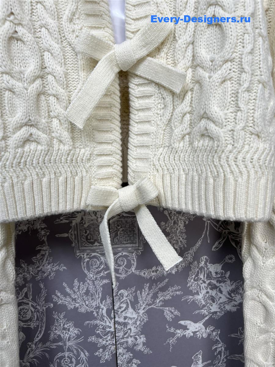 Ch**el cream cable-knit cropped cardigan