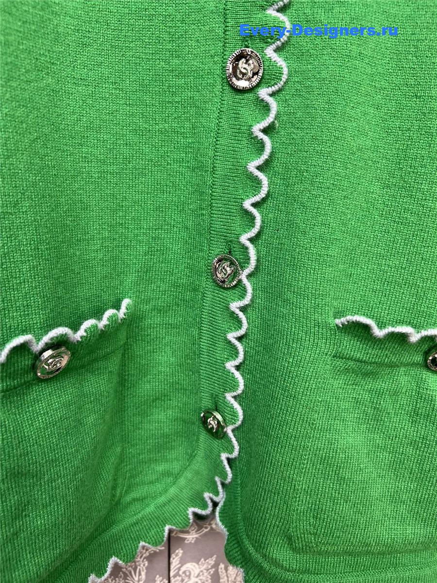 Ch**el lace patchwork knitted cardigan in green