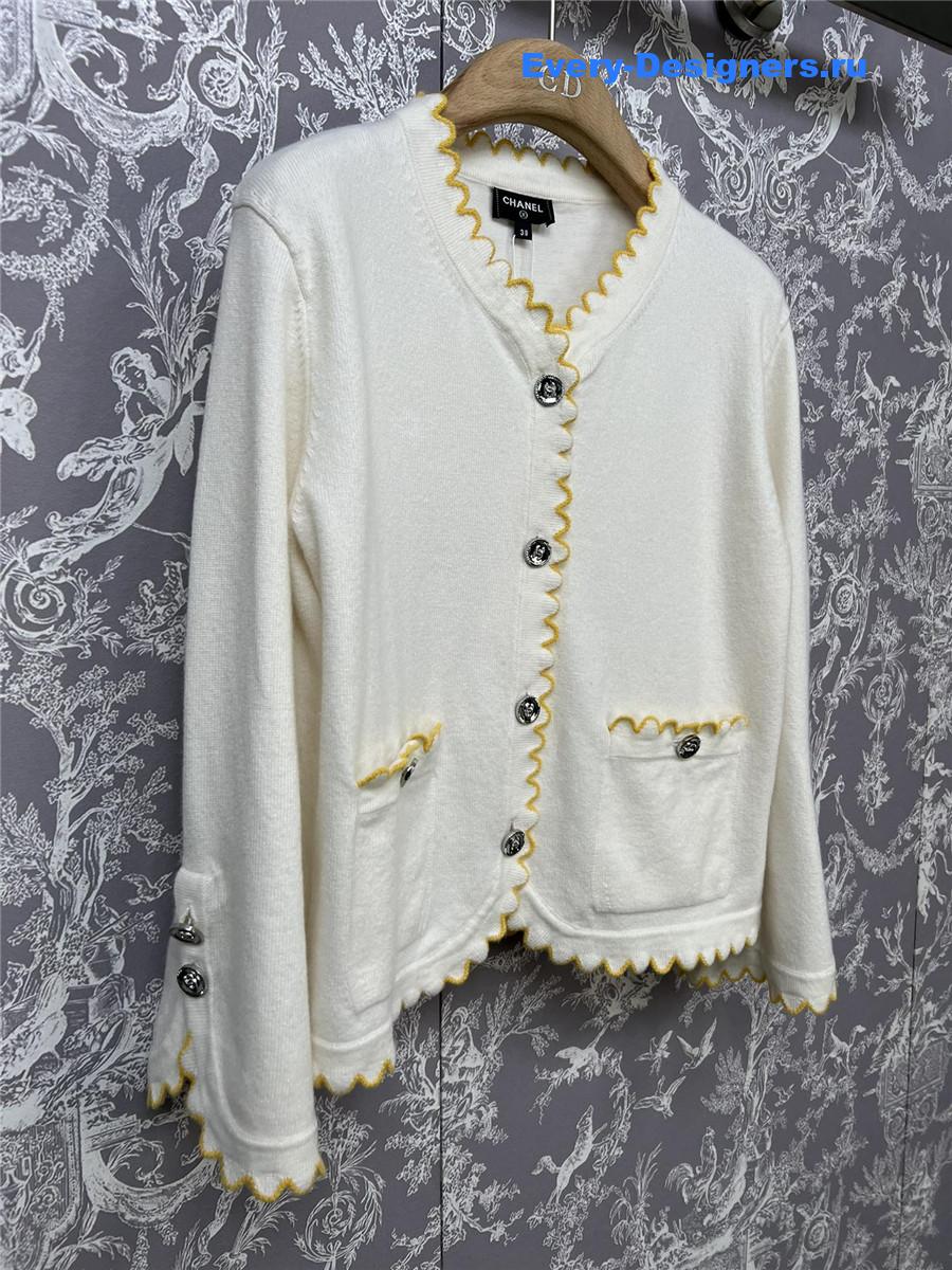 Ch**el lace patchwork knitted cardigan