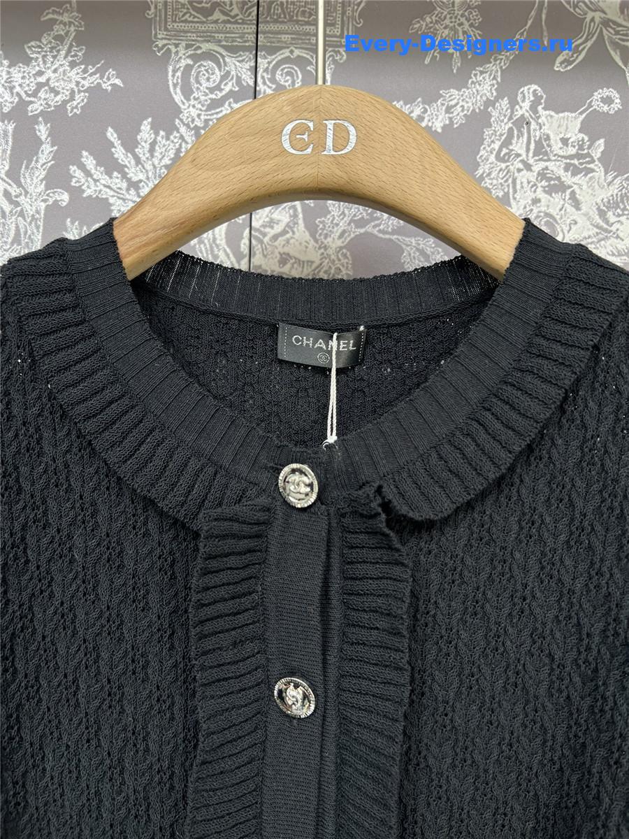 Ch**el black lace knit cardigan