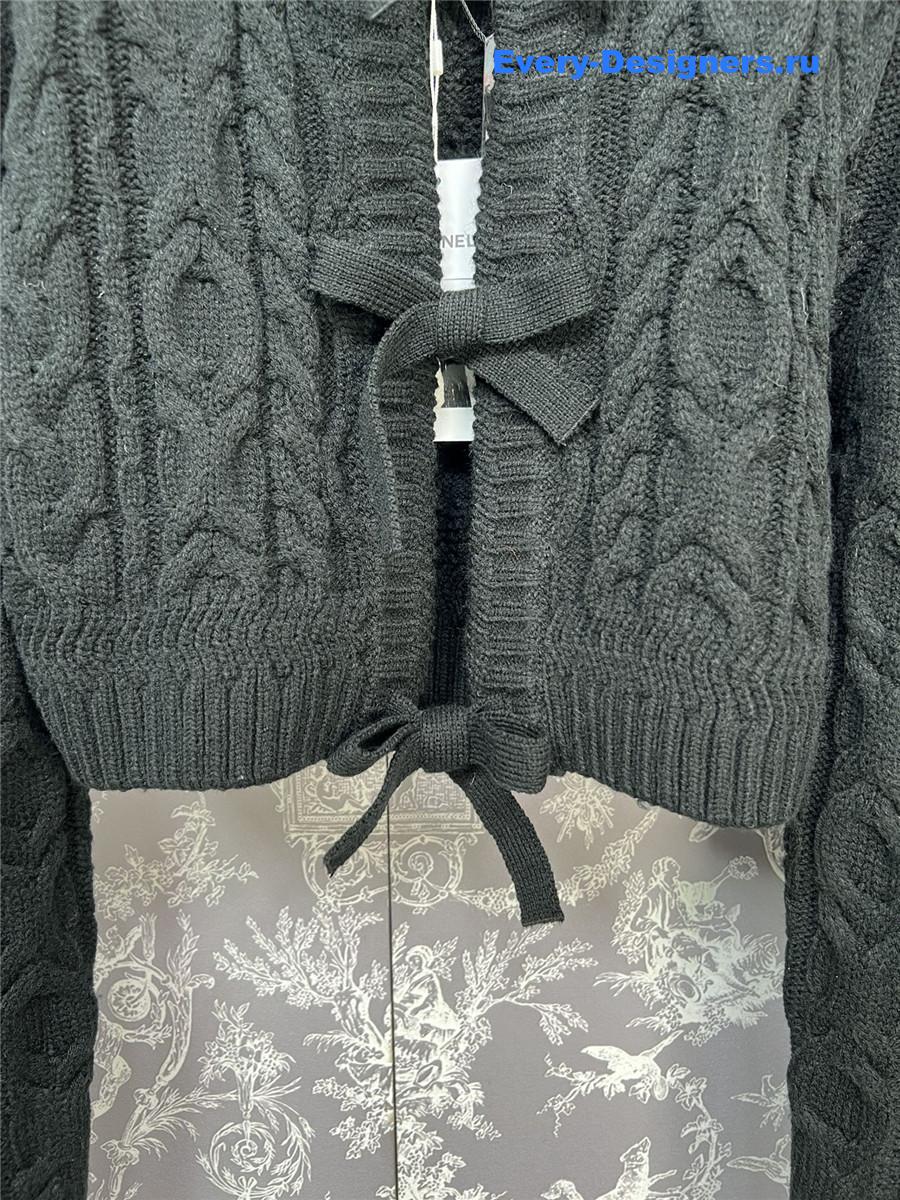 Ch**el patchwork knitted short cardigan in black