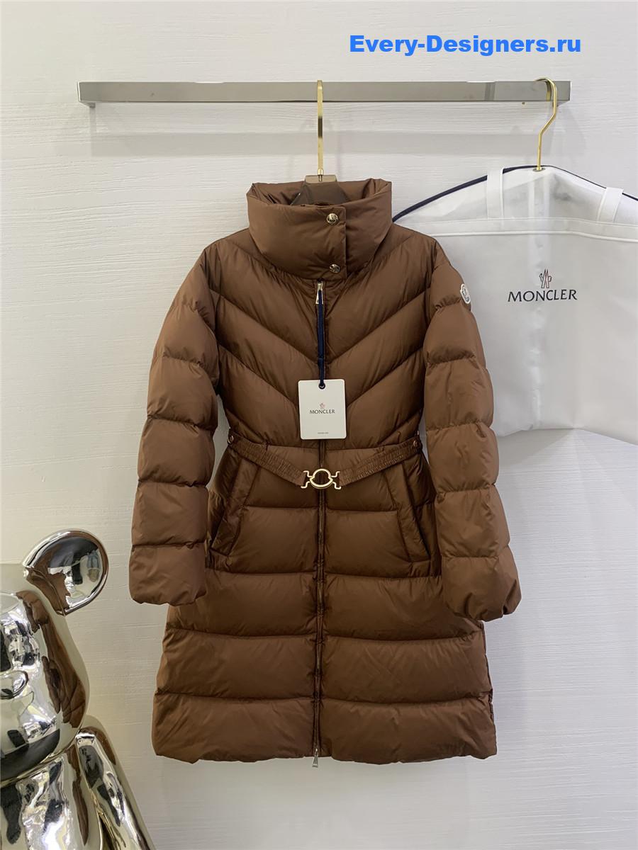 Moncler Women Brou Belted Down Coat in Beige