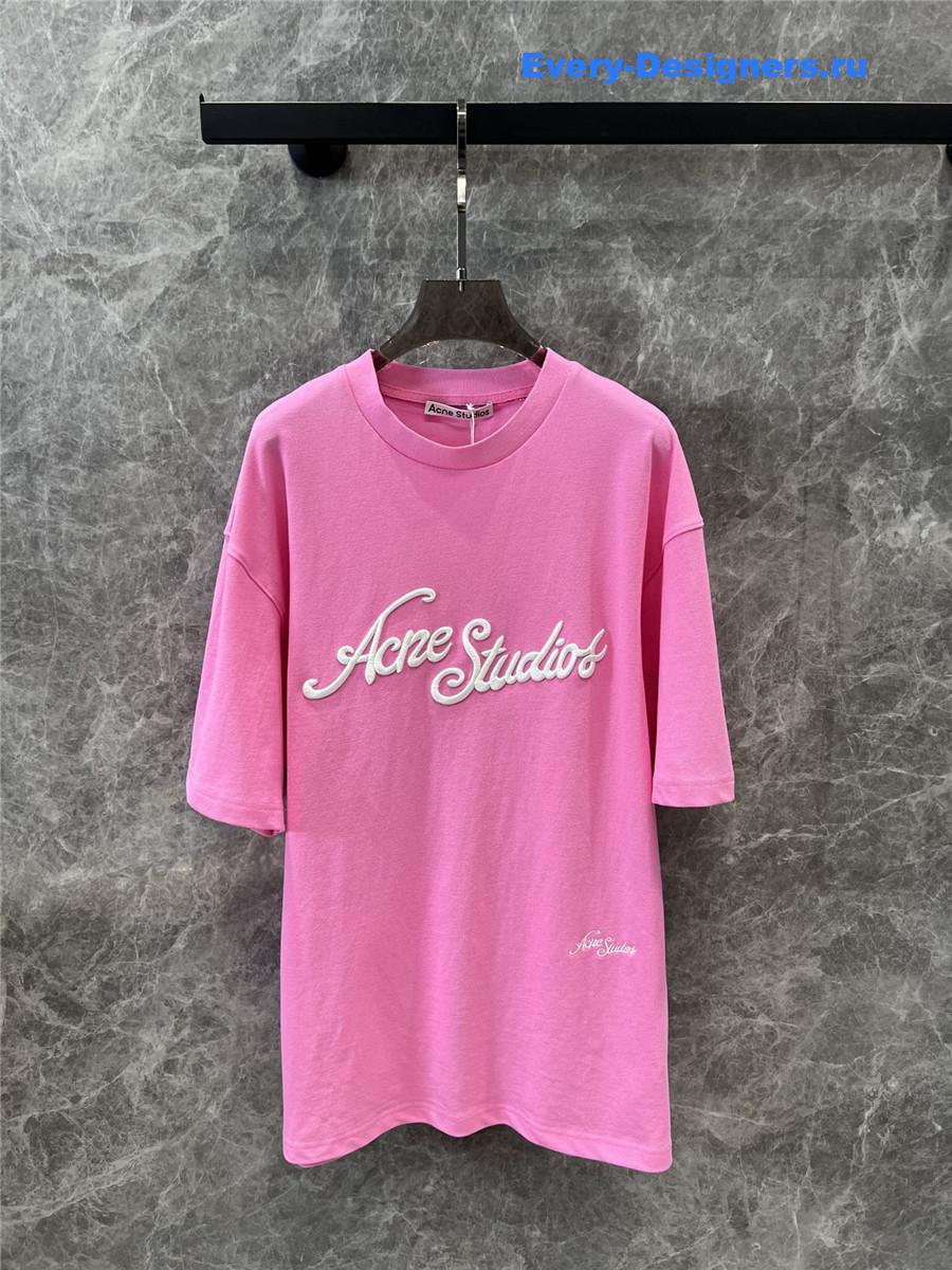 Acne Studios Pink Relaxed Fit Logo T-shirt