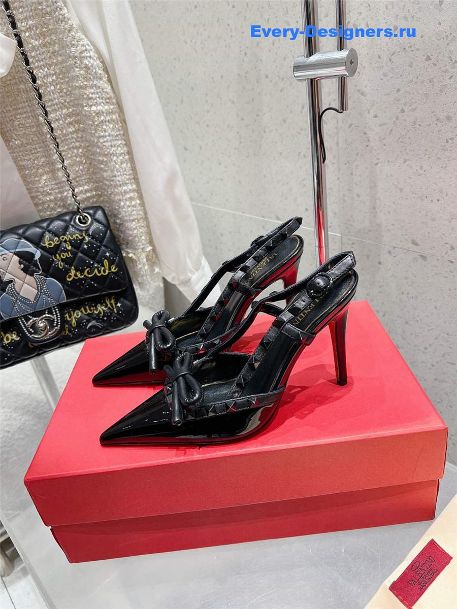 Va1e*ntin0 rockstud bow slingback pump in patent leather