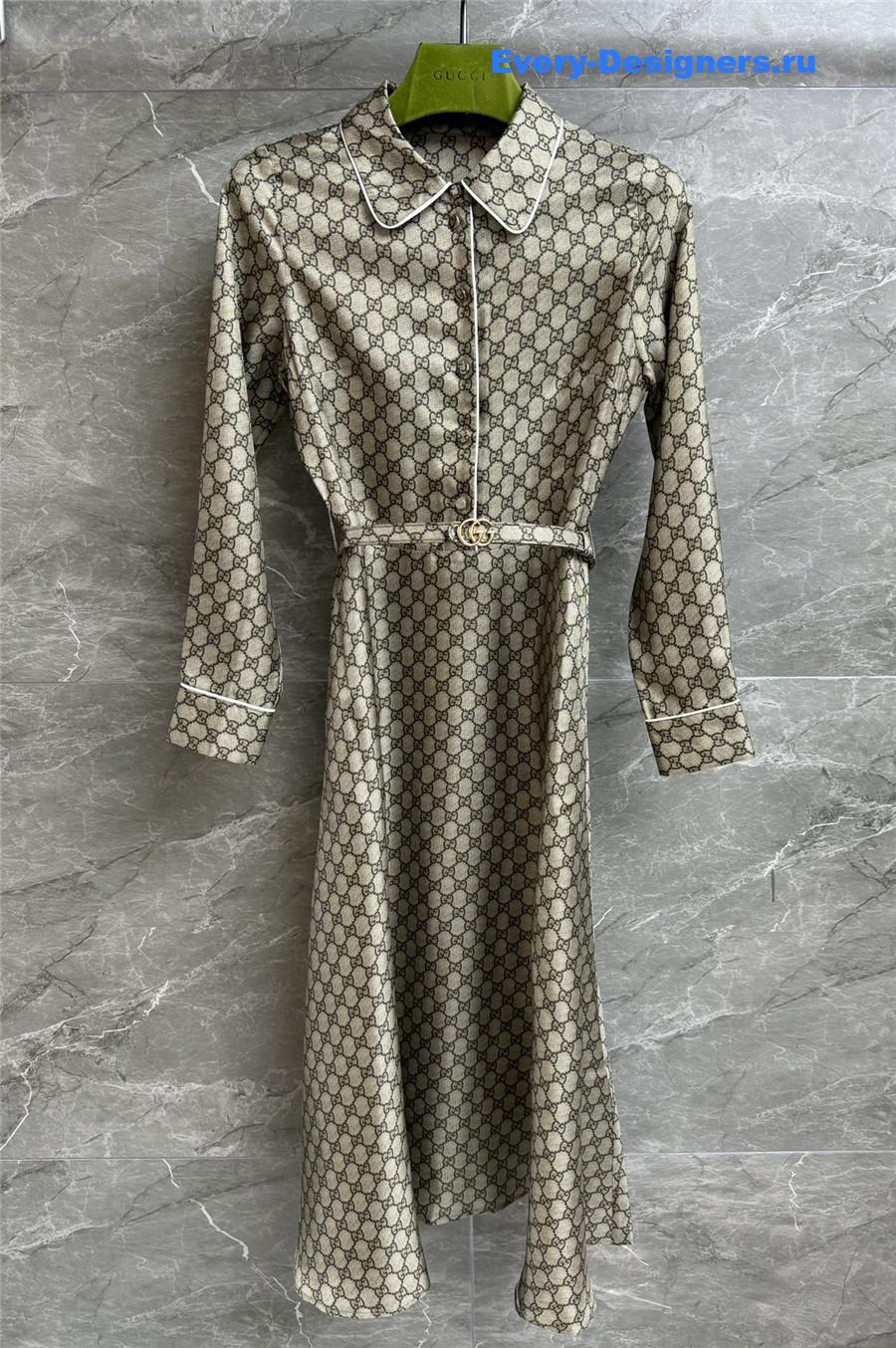 Gvc*1 gg twill silk dress in camel