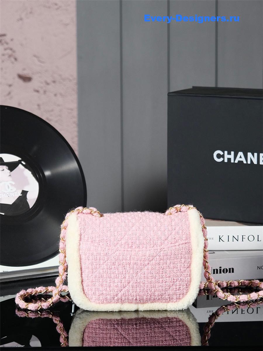 Ch**el tweed shearling shoulder bag