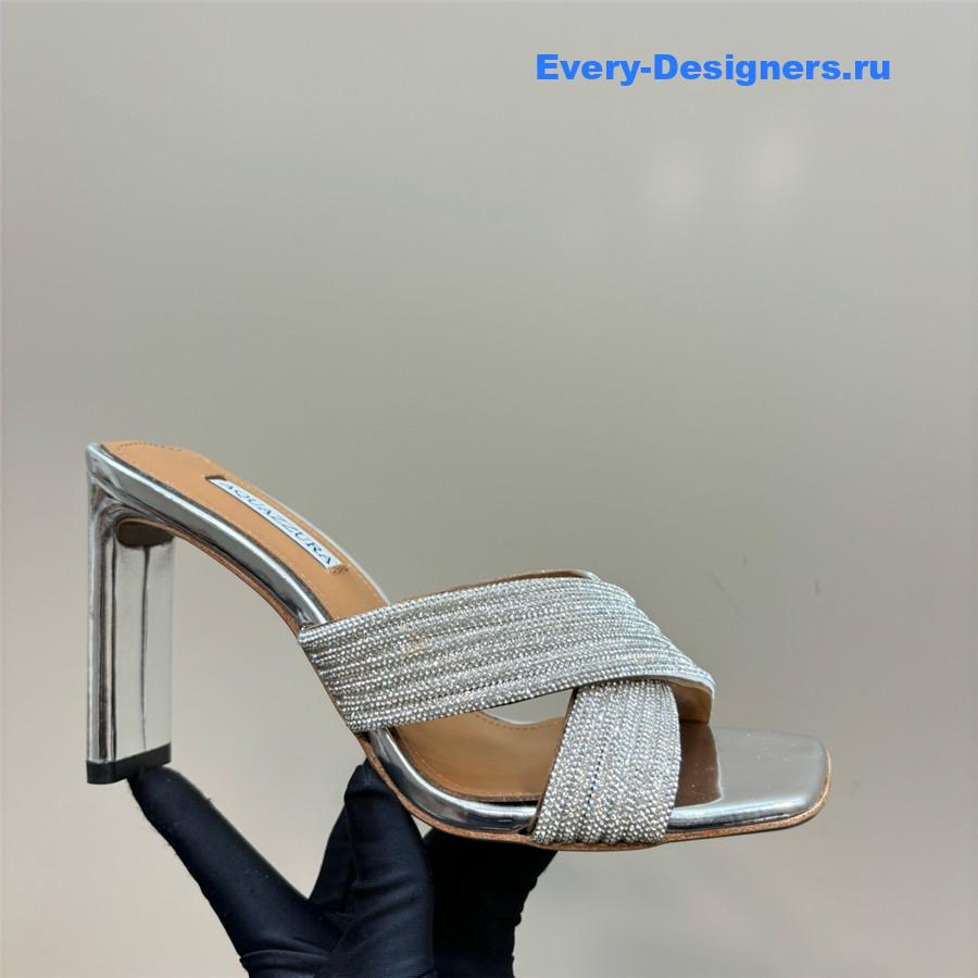 Aquazzura Gatsby Silver Embellished Mule
