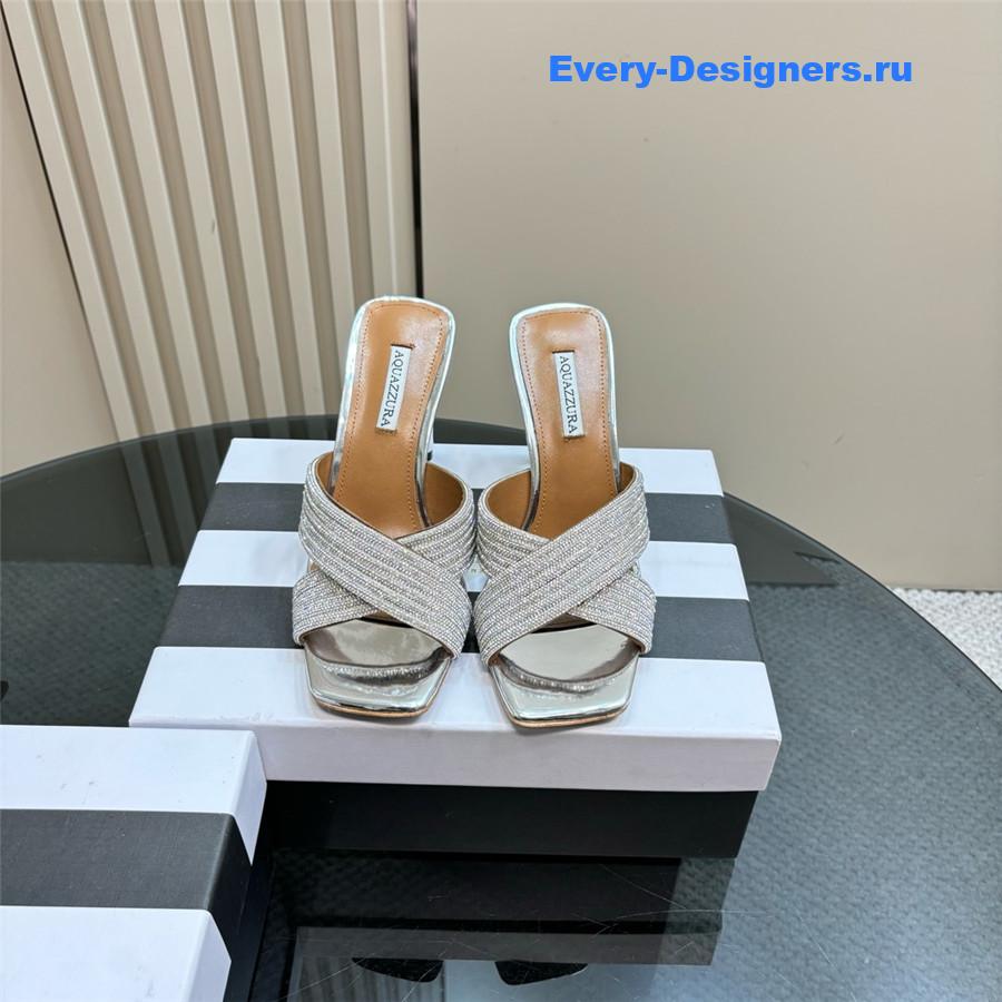 Aquazzura Gatsby Silver Embellished Mule