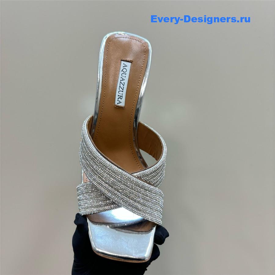 Aquazzura Gatsby Silver Embellished Mule