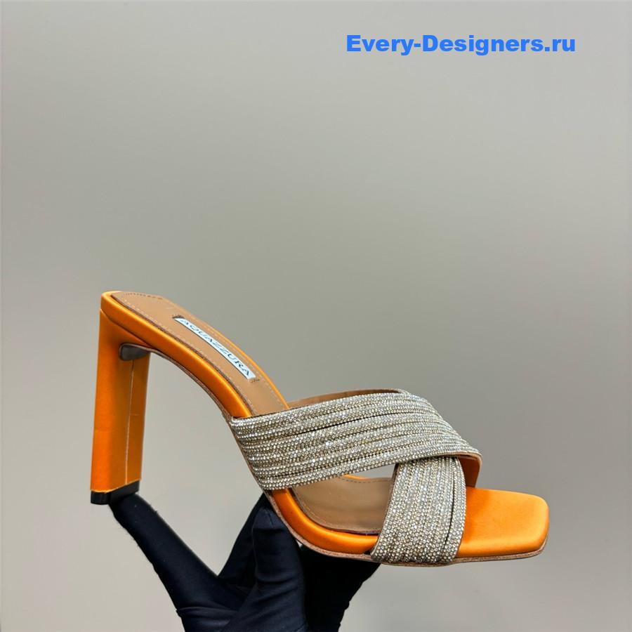 Aquazzura Gatsby Orange Silver Embellished Mule