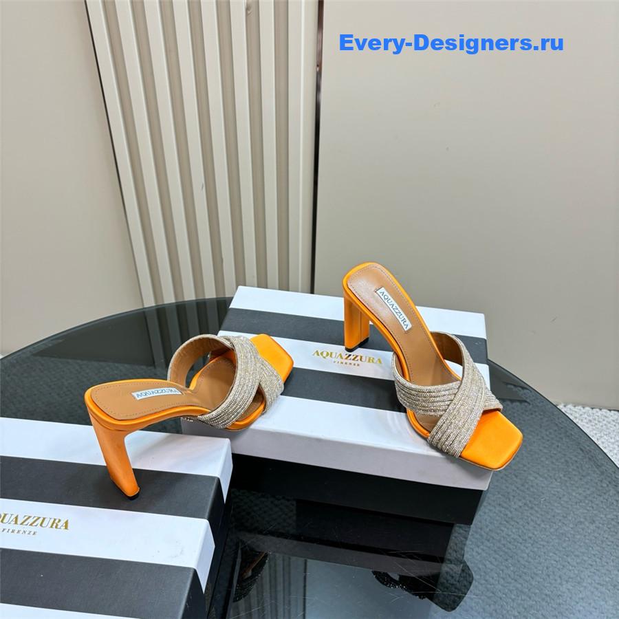Aquazzura Gatsby Orange Silver Embellished Mule