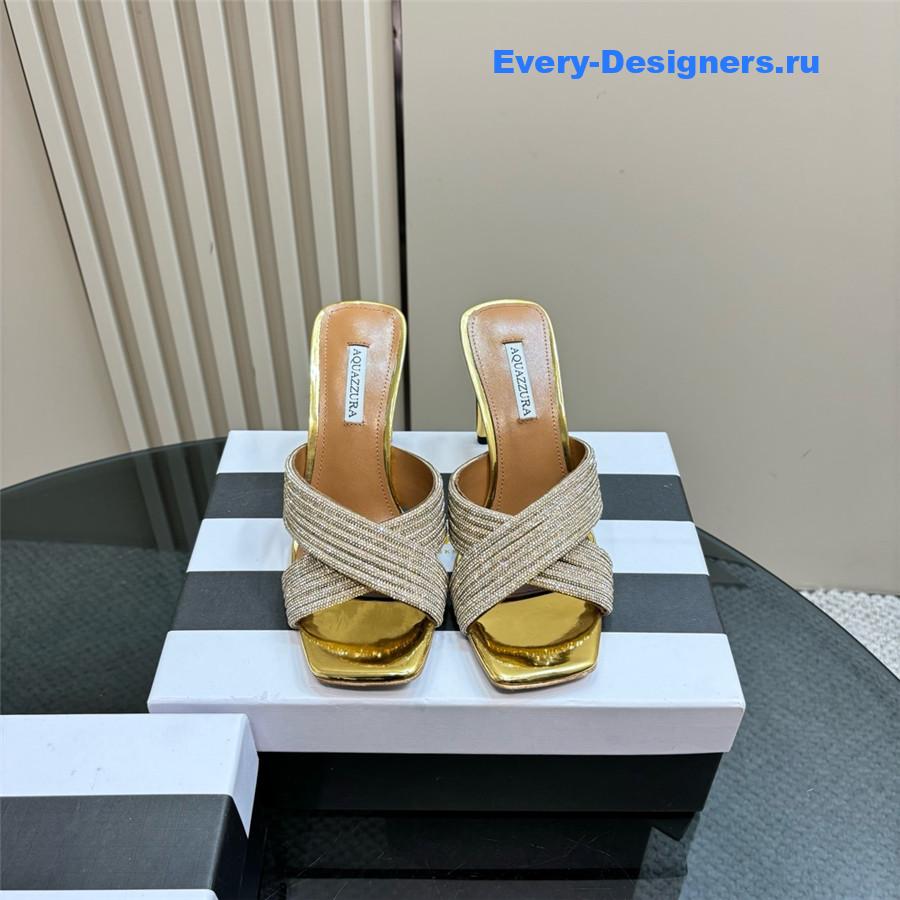 Aquazzura Gatsby Gold Embellished Mule