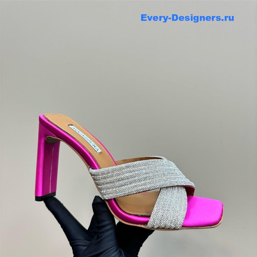 Aquazzura Gatsby Fuchsia Silver Embellished Mule