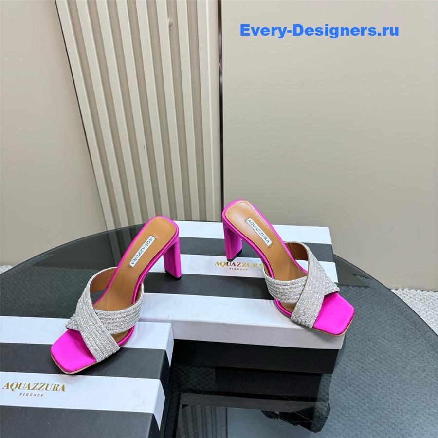 Aquazzura Gatsby Fuchsia Silver Embellished Mule