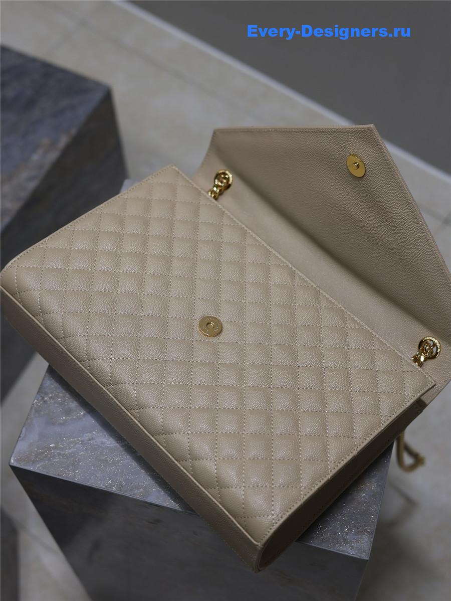 Sa1nt Lau*nt envelope triquilt large bag in beige