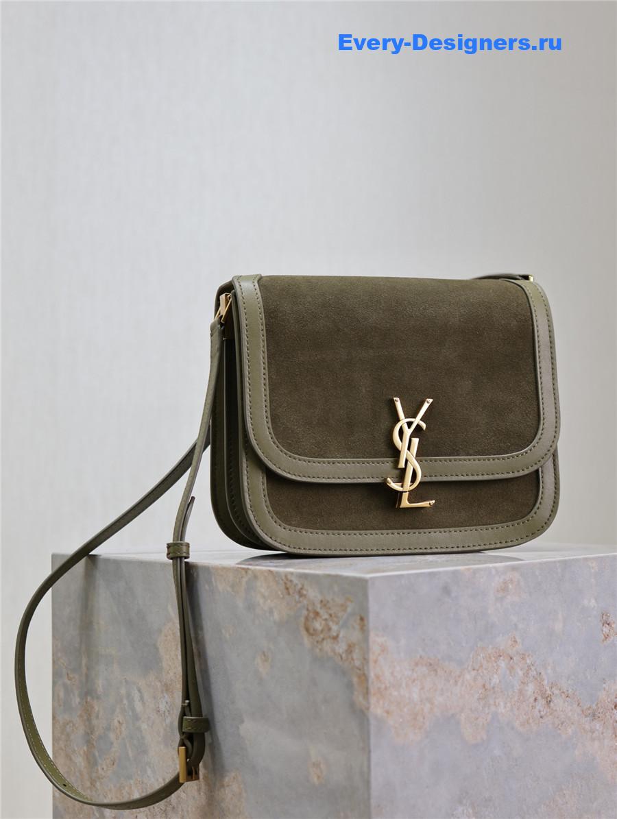 Sa1nt Lau*nt suede solferino satchel bag green