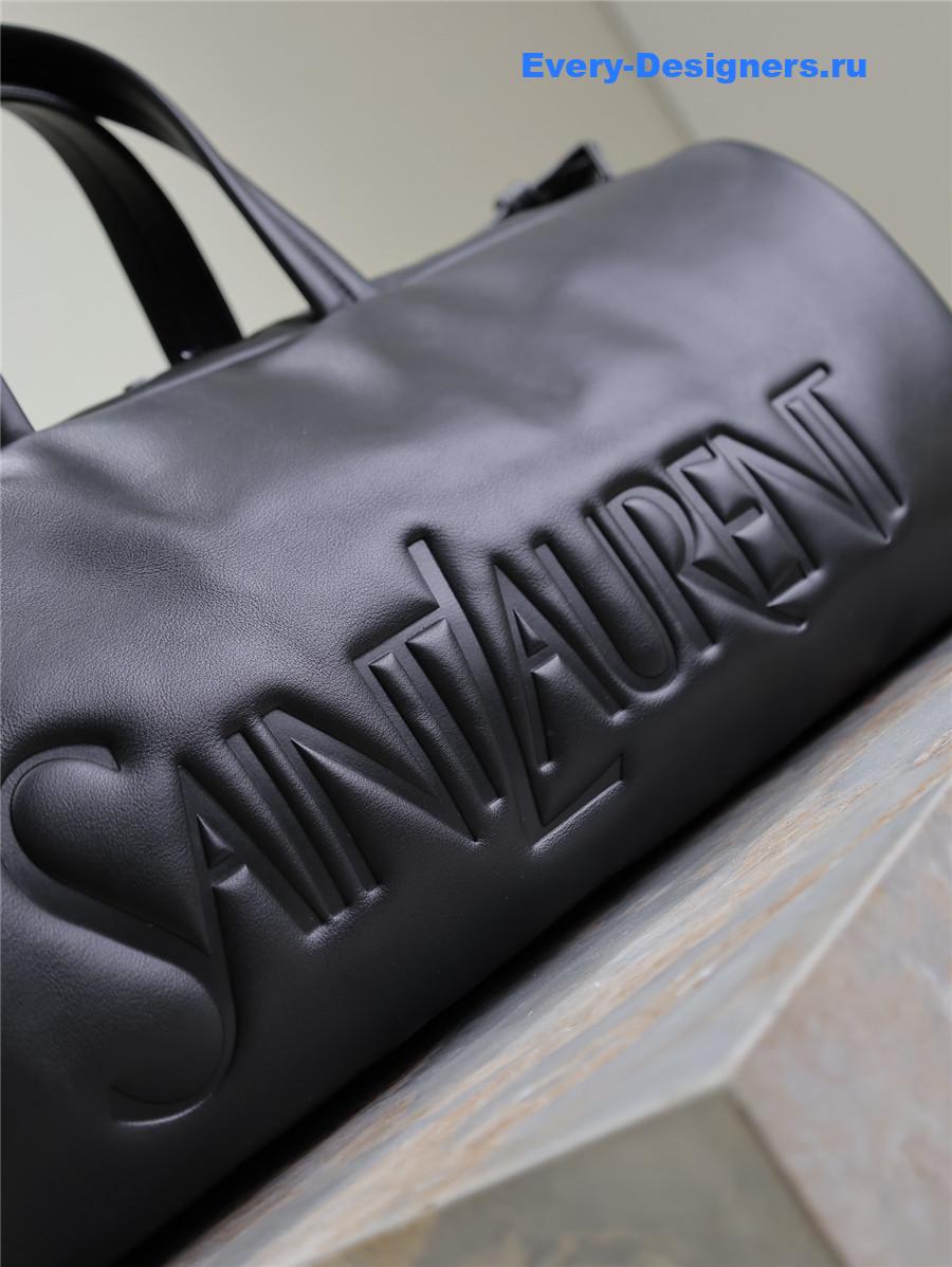 Sa1nt Lau*nt logo-debossed leather weekend bag black