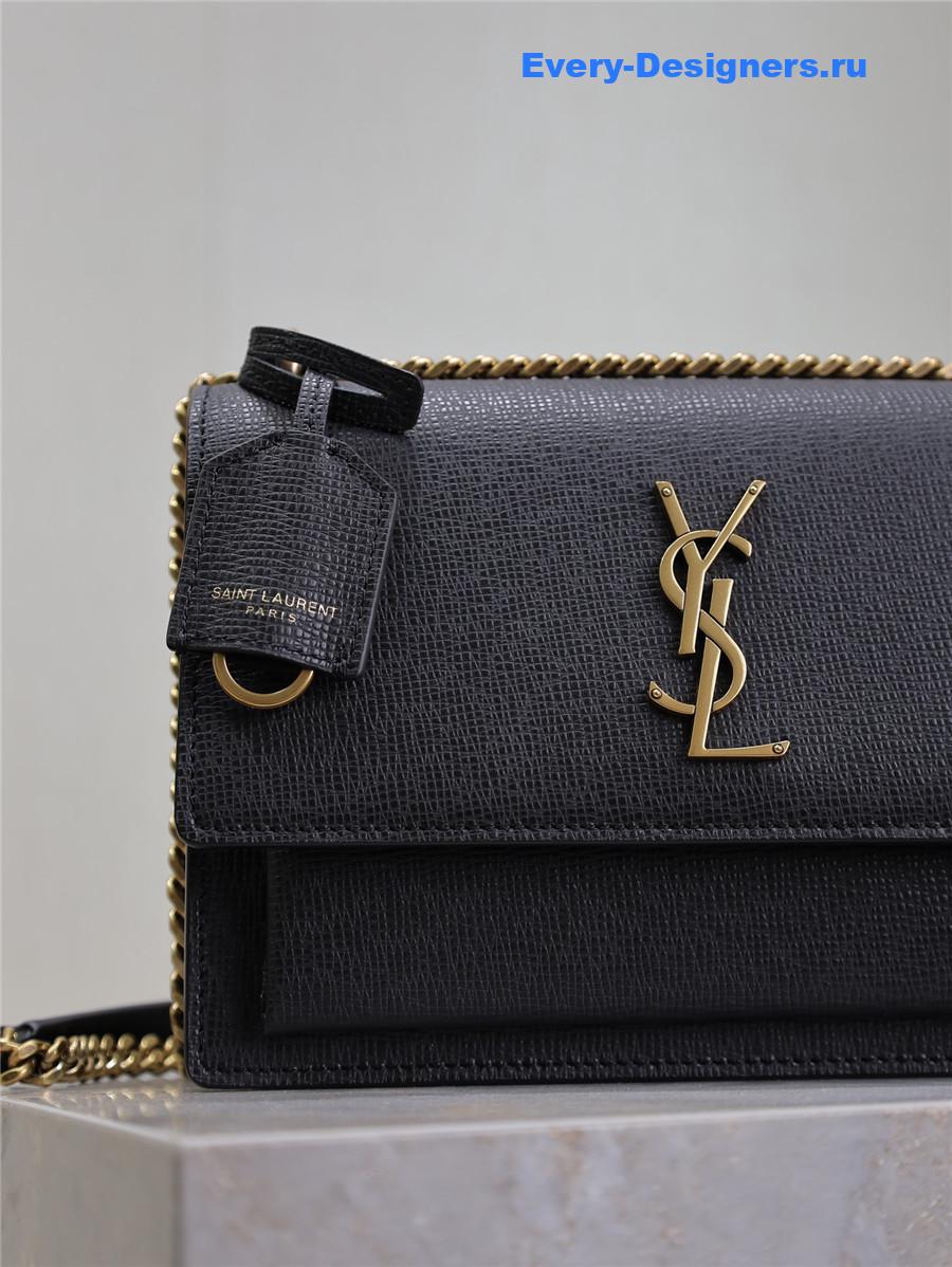 Sa1nt Lau*nt sunset medium leather shoulder bag black