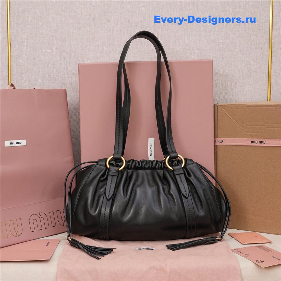 Miu Miu Joie Nappa Leather Shoulder Bag Black
