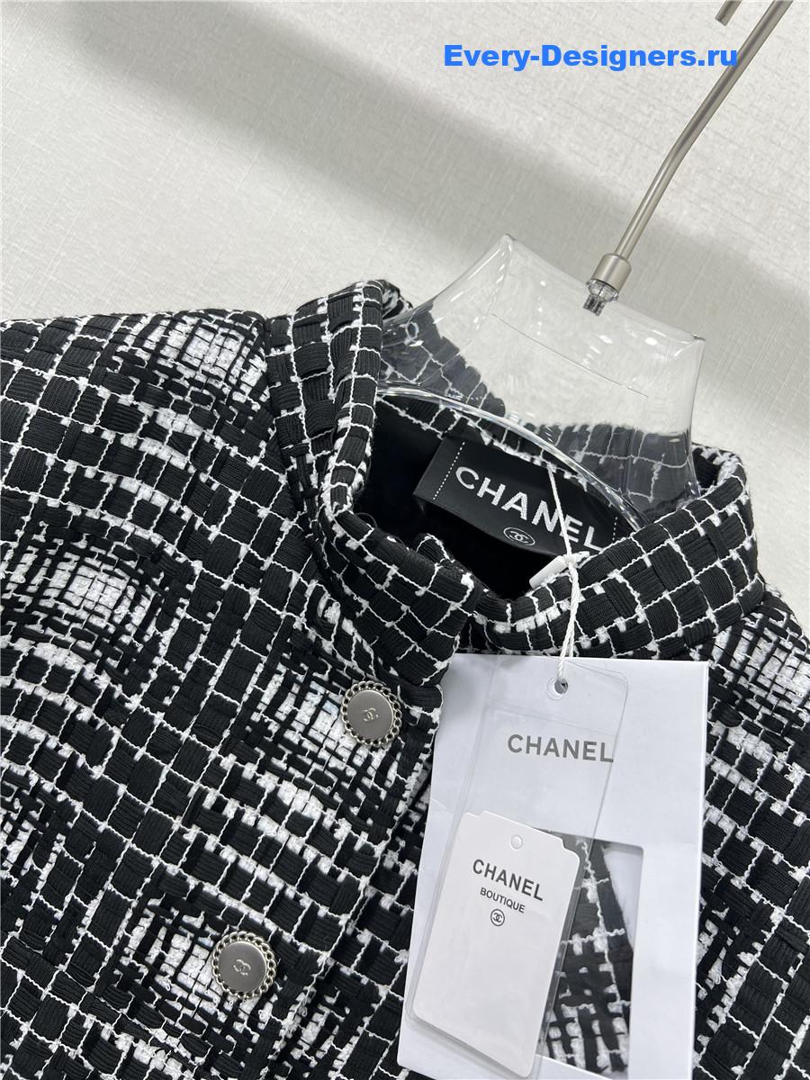 Ch**el tweed stand collar jacket
