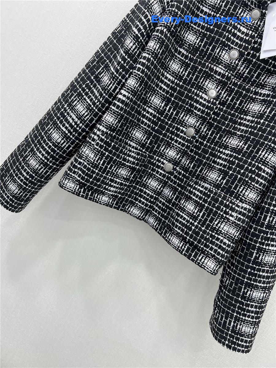 Ch**el tweed stand collar jacket