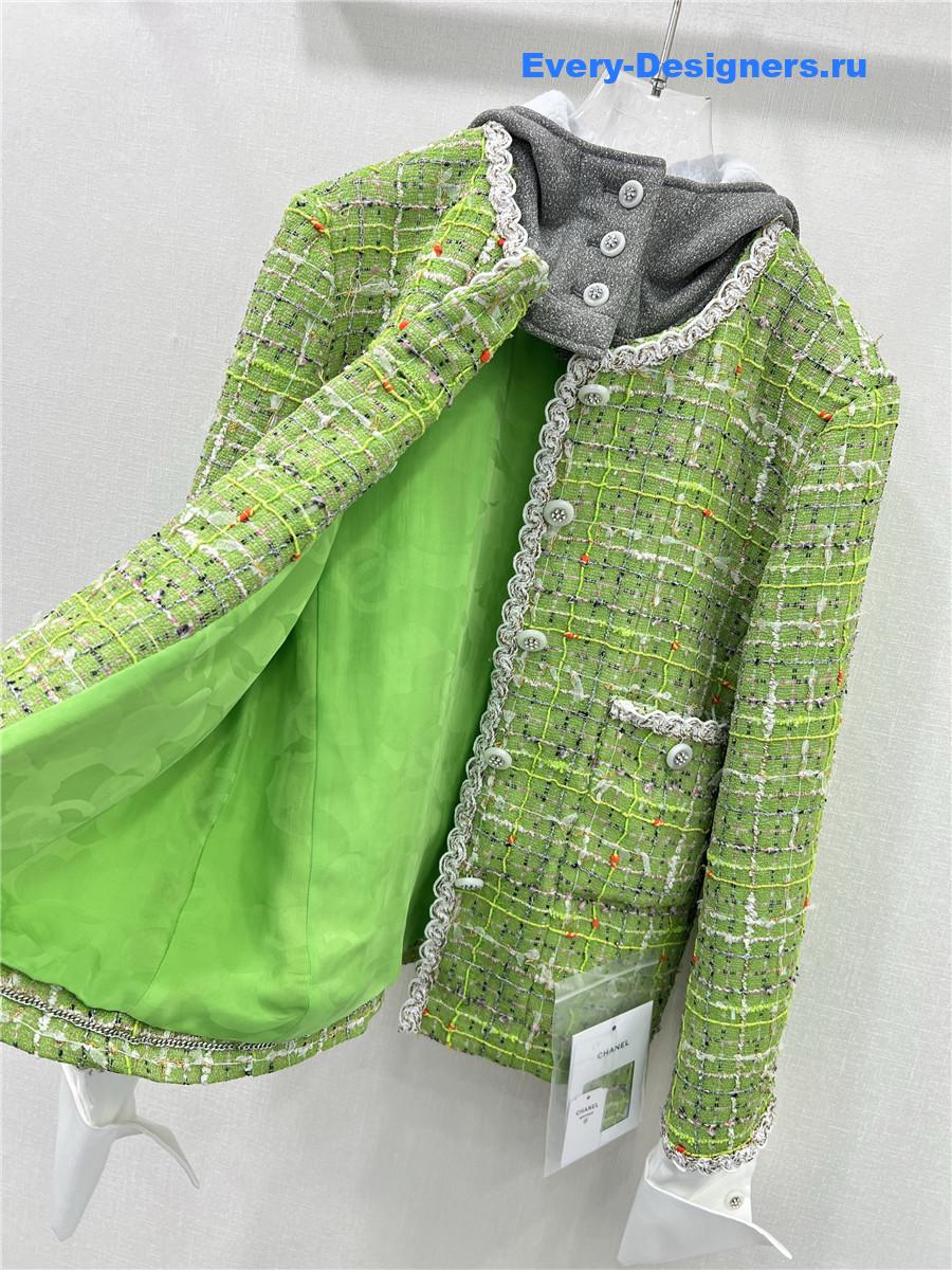 Ch**el green tweed hooded jacket
