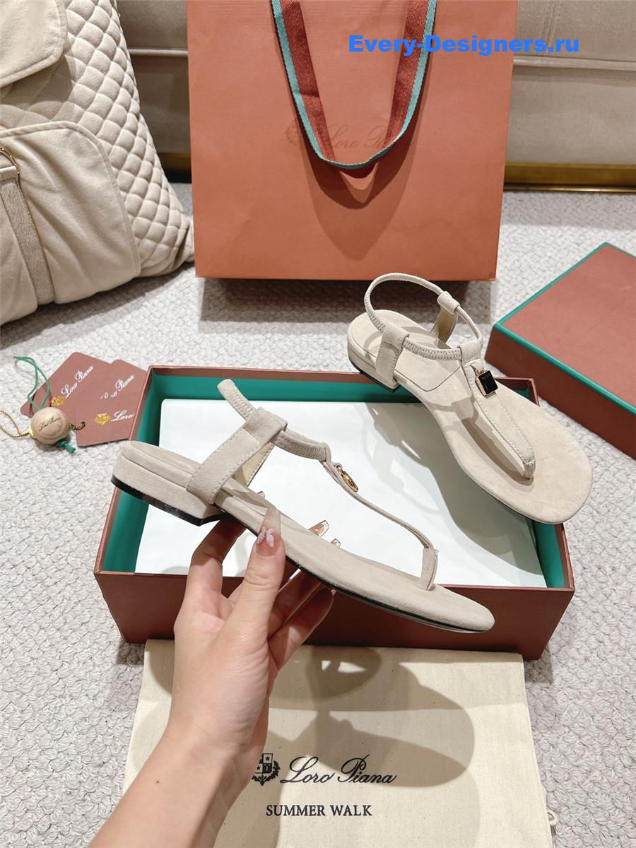 L0r0 P1ana gray leather mindil sandal