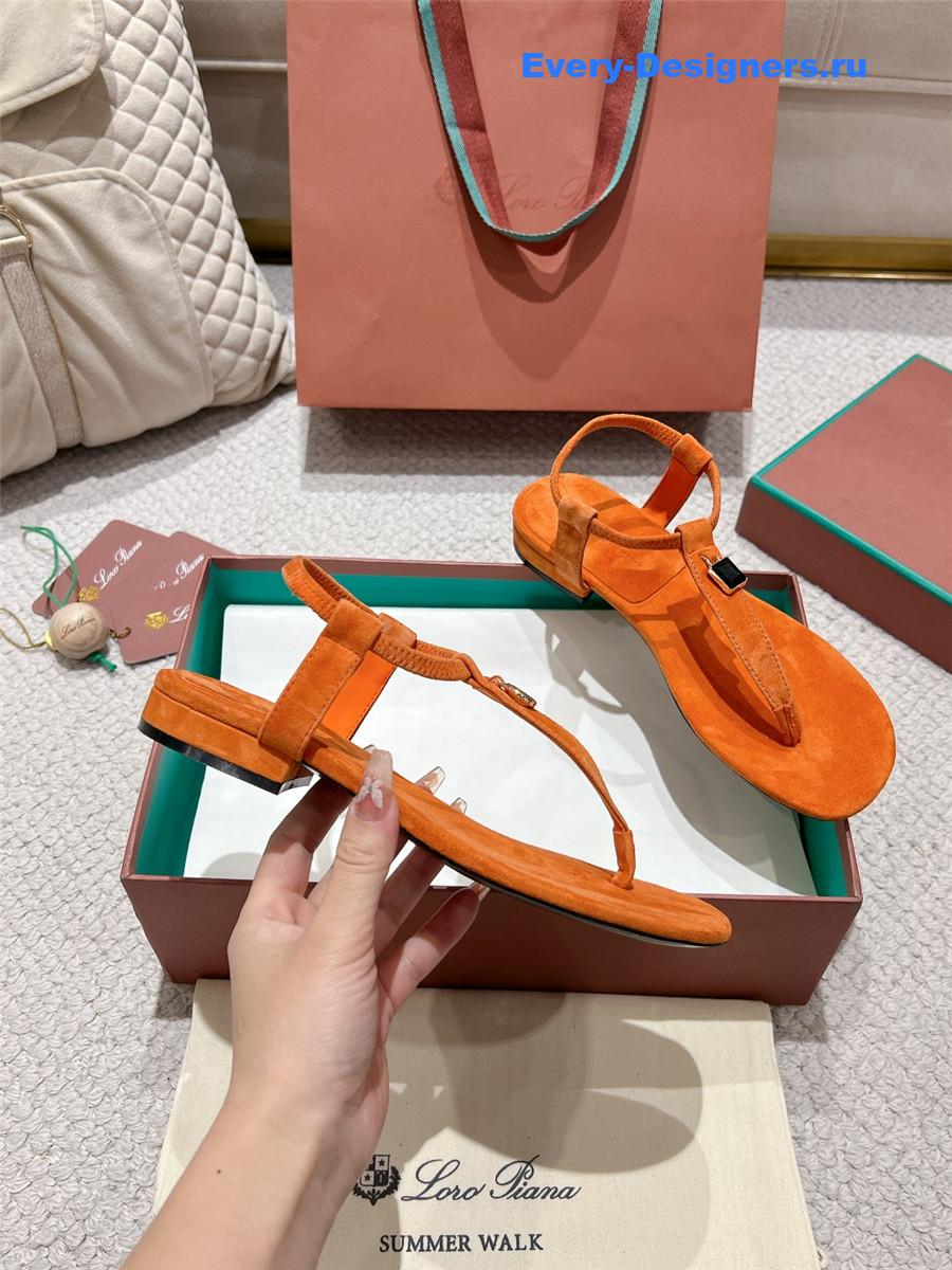 L0r0 P1ana orange leather mindil sandal