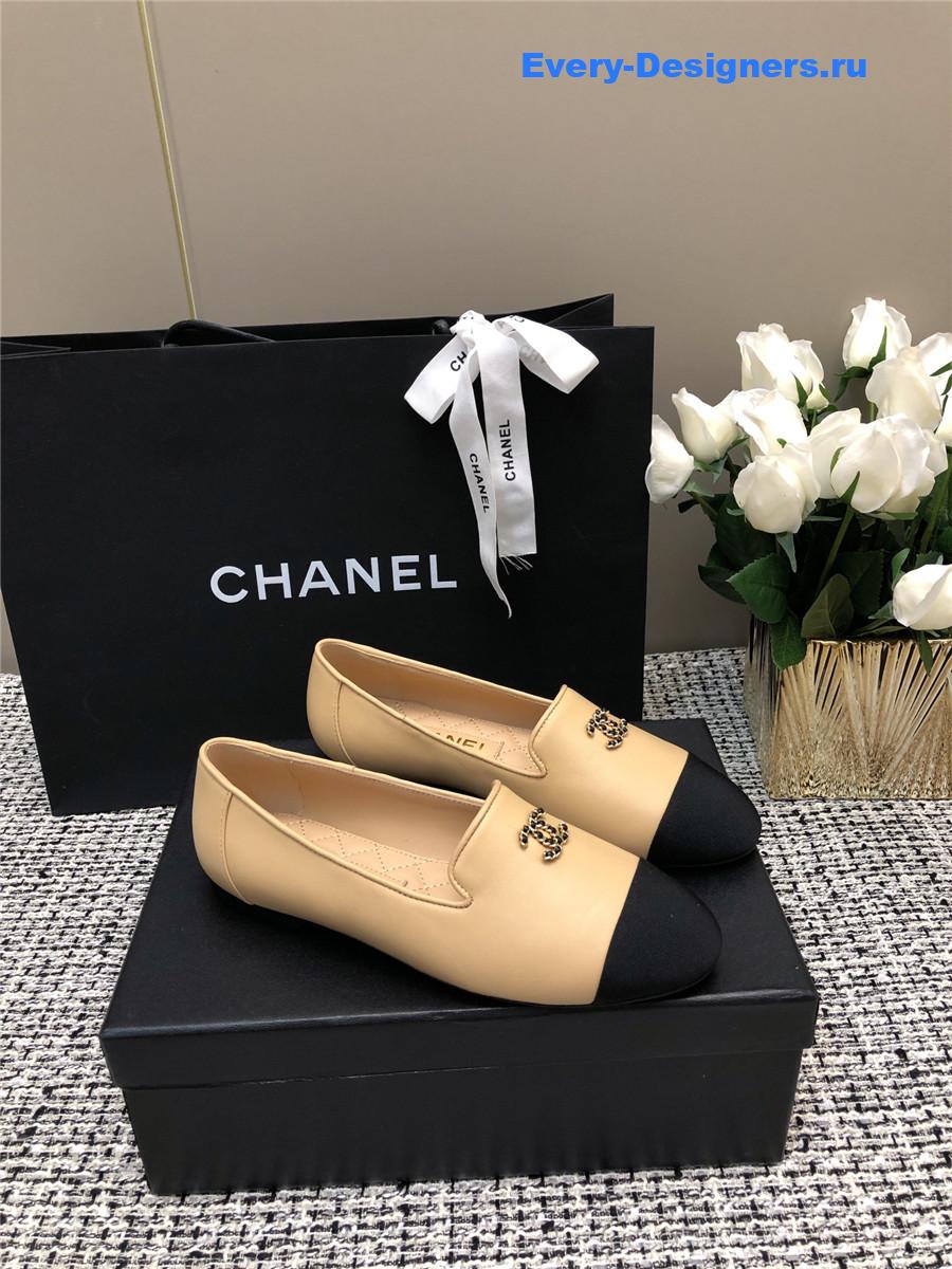 Ch**el silk lambskin cc logo flat loafers