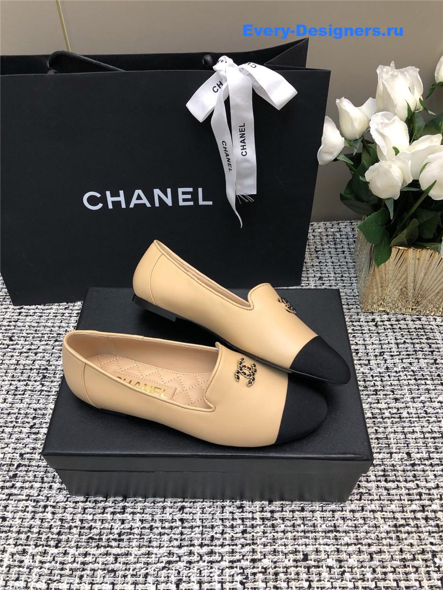 Ch**el silk lambskin cc logo flat loafers