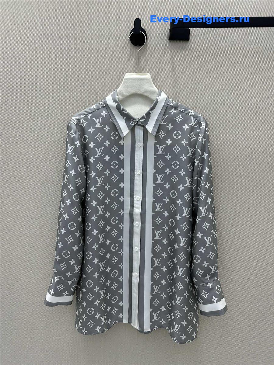 l0vis Vvtt0n lv monogram print silk shirt