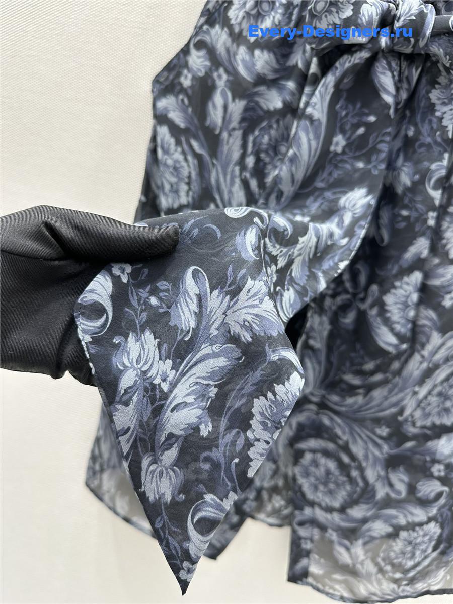 Va1e*ntin0 flower print halter silk top blue