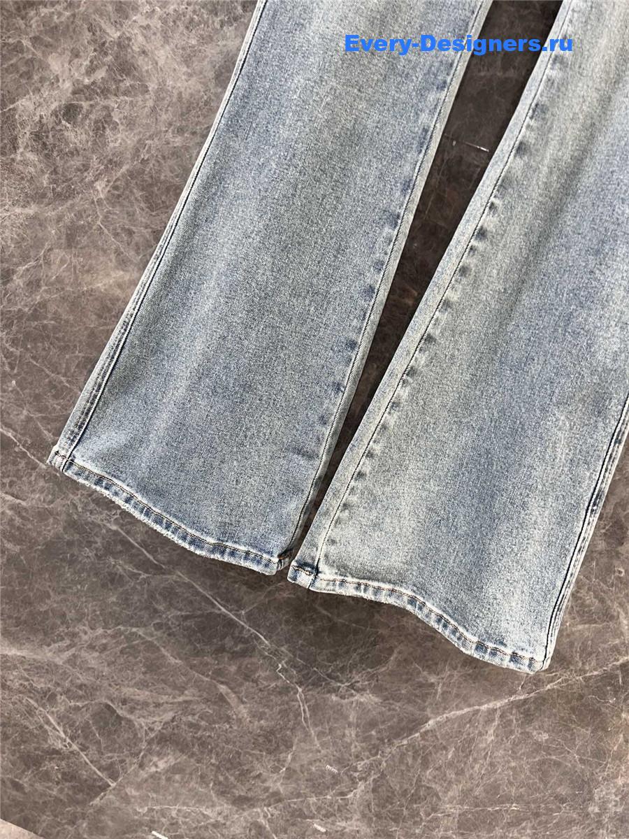 L0ew* light blue logo embroidered jeans