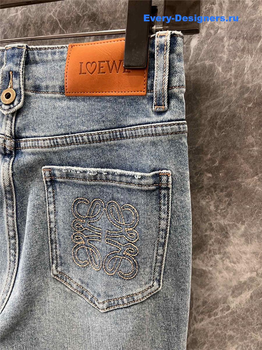L0ew* light blue logo embroidered jeans