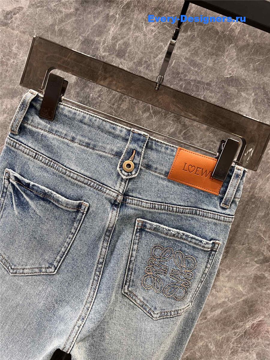 L0ew* light blue logo embroidered jeans