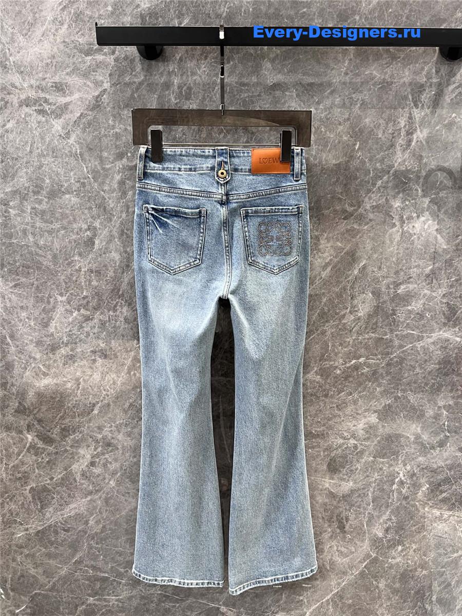 L0ew* light blue logo embroidered jeans