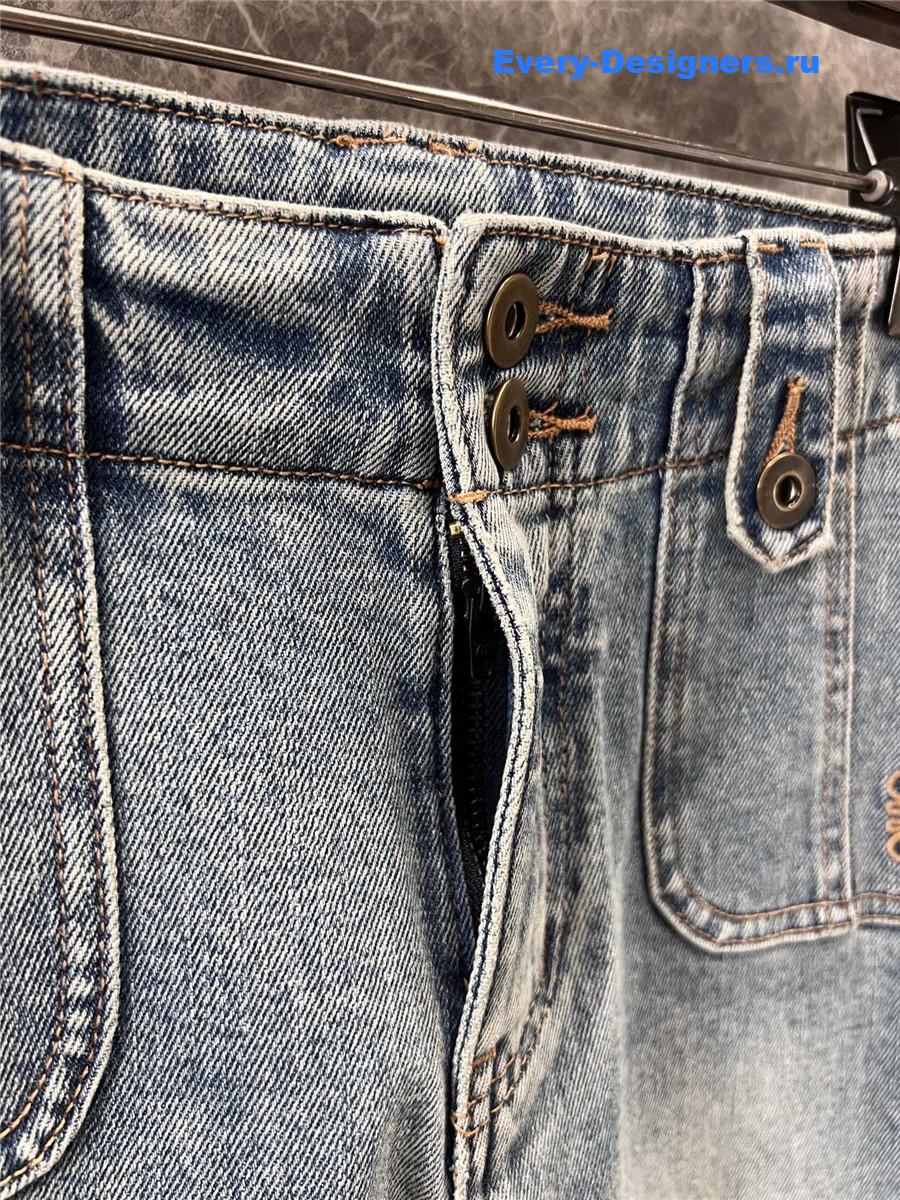 L0ew* light blue logo embroidered jeans