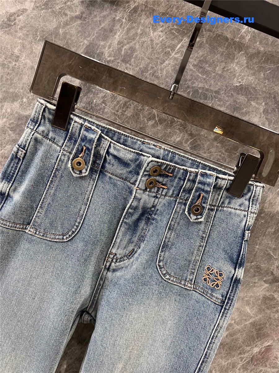 L0ew* light blue logo embroidered jeans