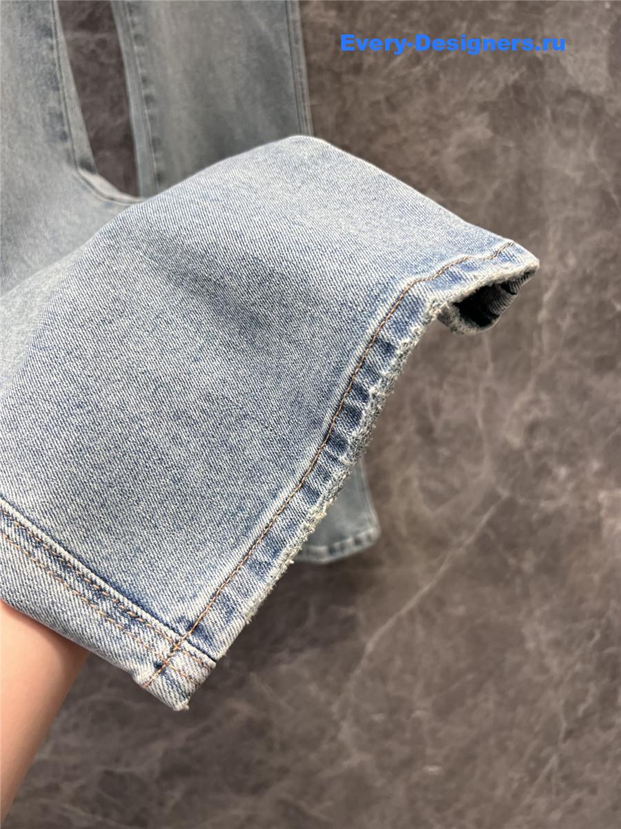 L0ew* light blue logo embroidered jeans