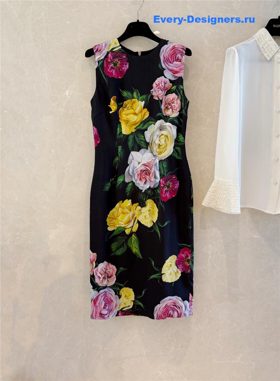 Dolce & Gabbana Peony Rose Midi Dress
