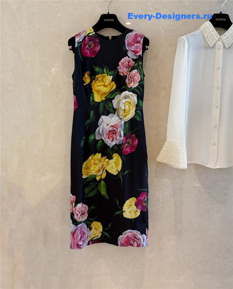 Dolce & Gabbana Peony Rose Midi Dress