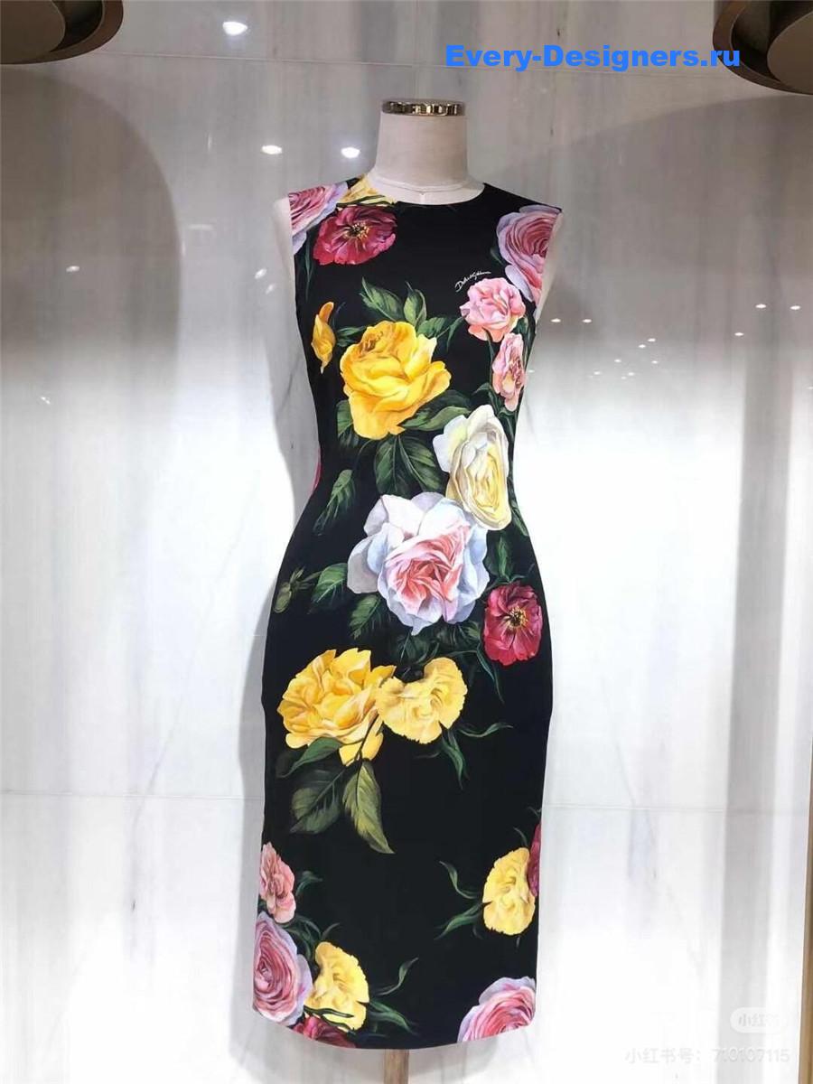 Dolce & Gabbana Peony Rose Midi Dress