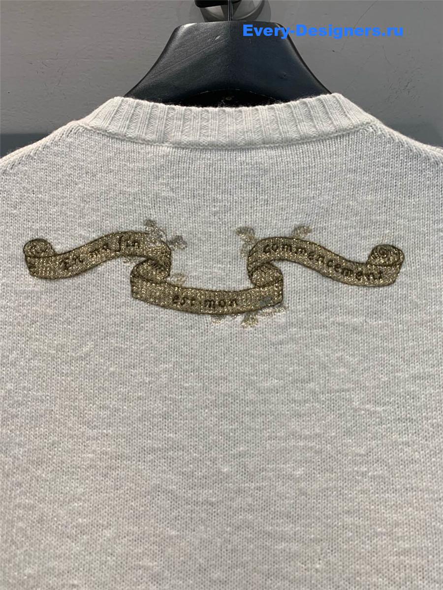 D10r star embroidered cashmere sweater in white