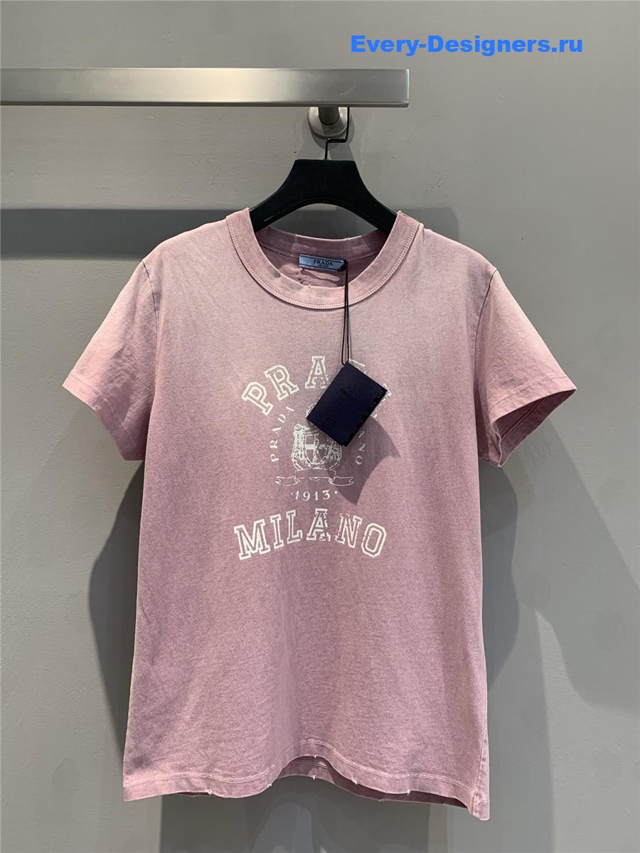 Pra*a logo-print t-shirt purple