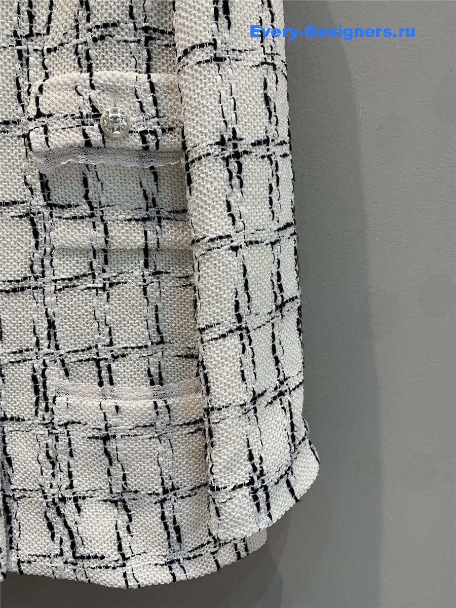 Ch**el runway tweed lace trim pearl jacket