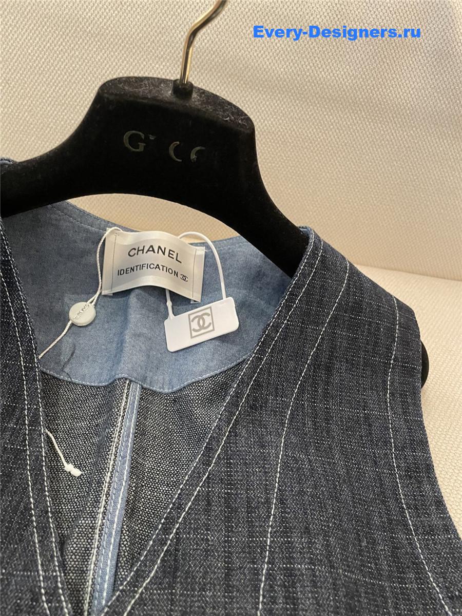 Ch**el logo blue denim vest