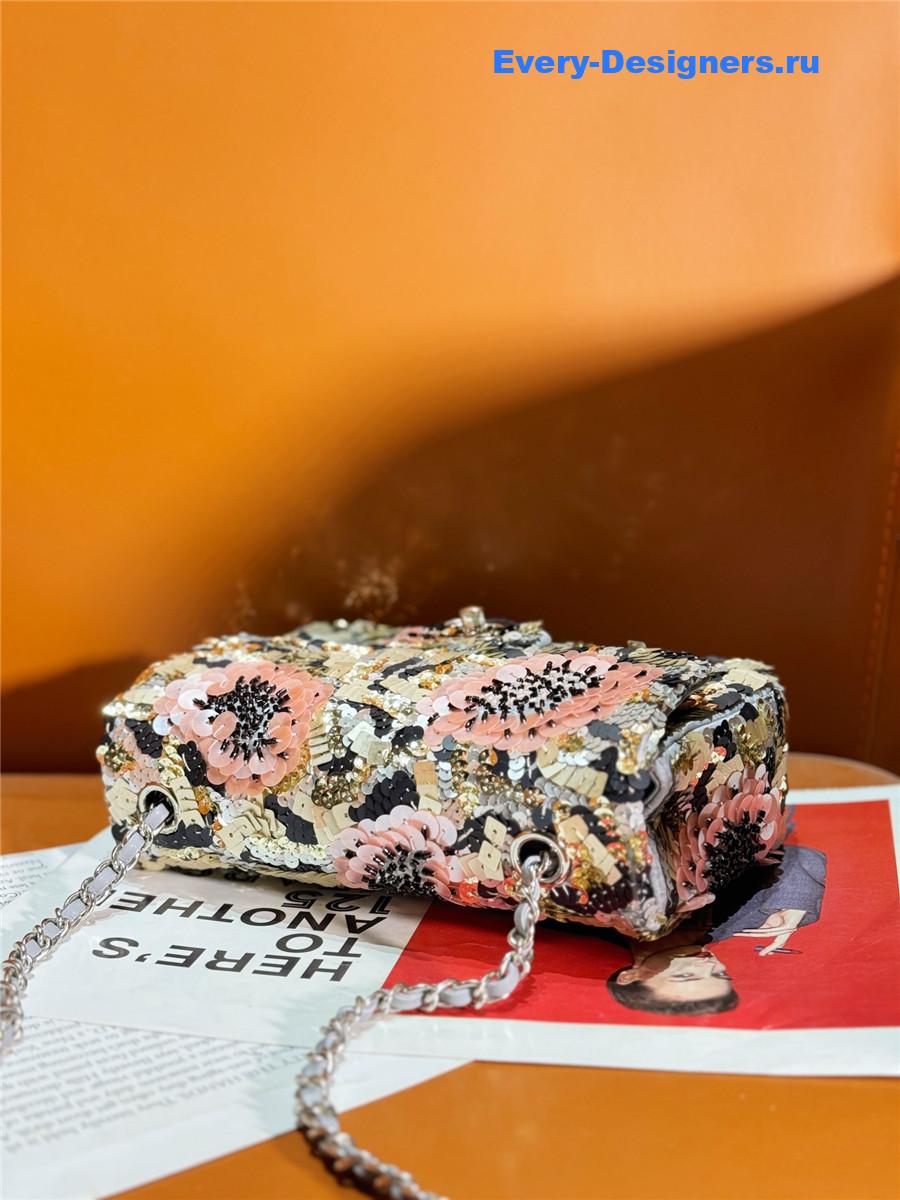 Ch**el 20 sequin glass pearl cf flap bag