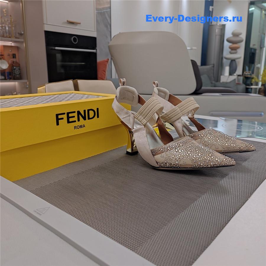 F**di colibri rhinestone heels beige