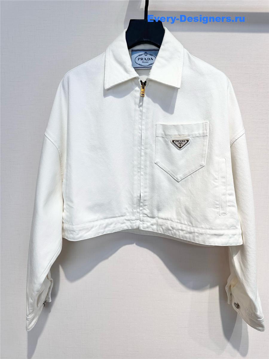Pra*a white cropped denim jacket